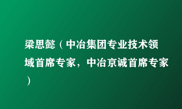 梁思懿（中冶集团专业技术领域首席专家，中冶京诚首席专家）