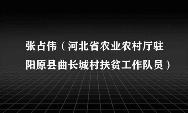 张占伟（河北省农业农村厅驻阳原县曲长城村扶贫工作队员）