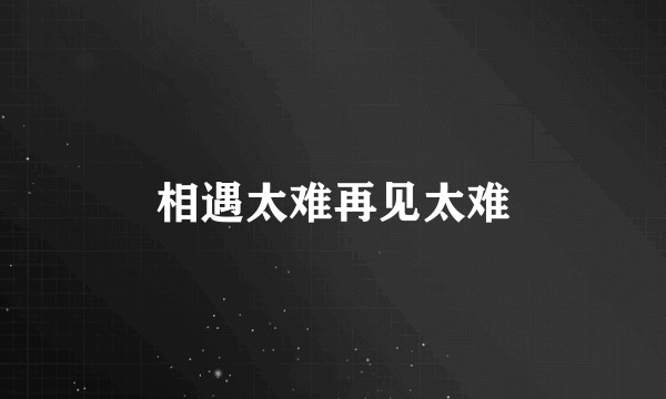 相遇太难再见太难