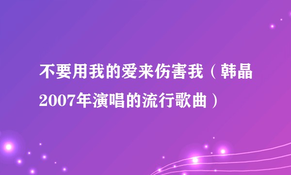 不要用我的爱来伤害我（韩晶2007年演唱的流行歌曲）