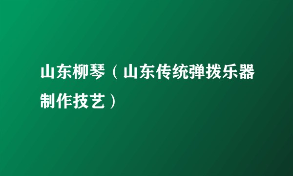 山东柳琴（山东传统弹拨乐器制作技艺）