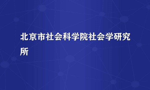 北京市社会科学院社会学研究所