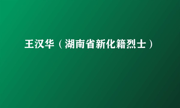 王汉华（湖南省新化籍烈士）