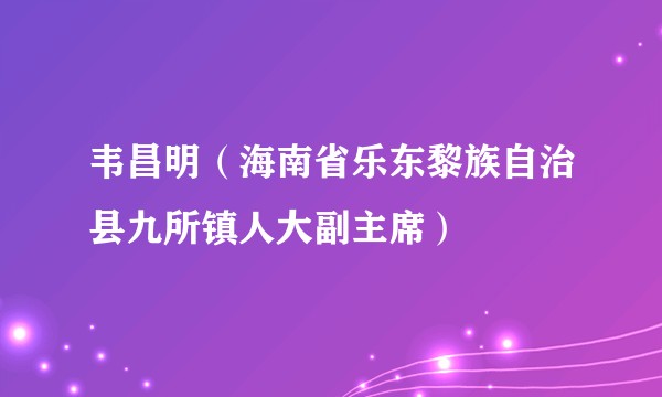 韦昌明（海南省乐东黎族自治县九所镇人大副主席）