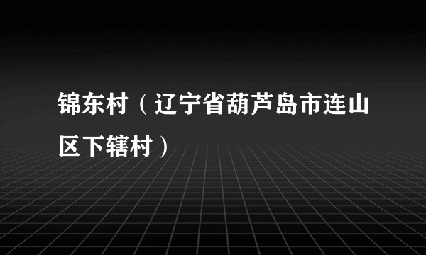锦东村（辽宁省葫芦岛市连山区下辖村）
