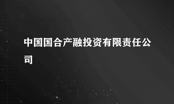 中国国合产融投资有限责任公司