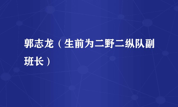 郭志龙（生前为二野二纵队副班长）