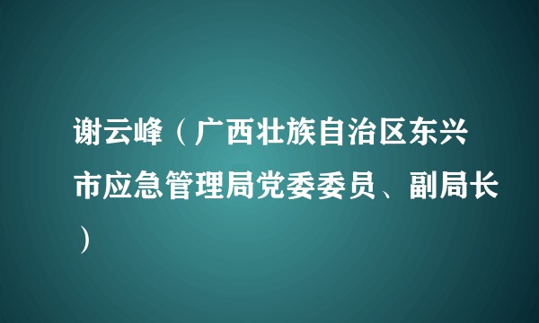 谢云峰（广西壮族自治区东兴市应急管理局党委委员、副局长）