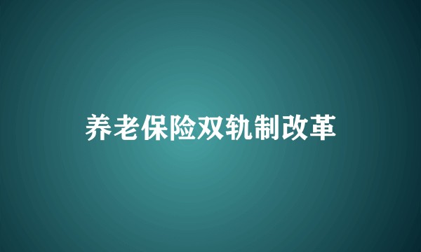 养老保险双轨制改革