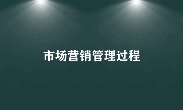 市场营销管理过程