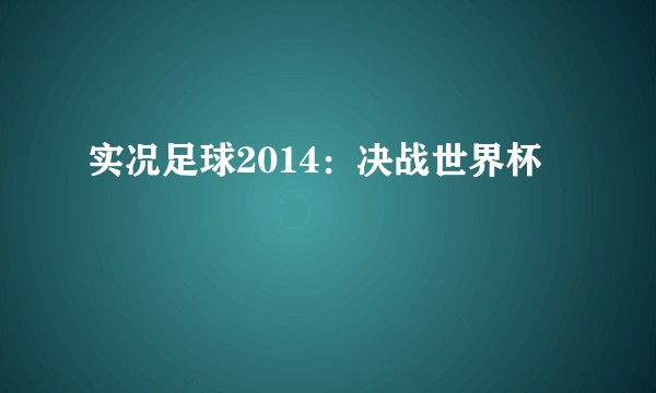 实况足球2014:决战世界杯