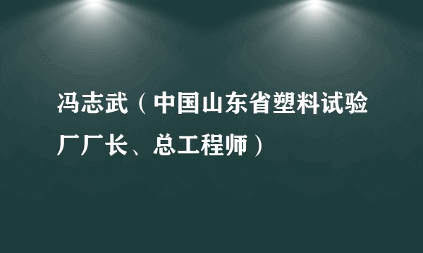 冯志武（中国山东省塑料试验厂厂长、总工程师）