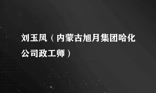 刘玉凤（内蒙古旭月集团哈化公司政工师）