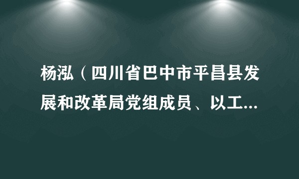 杨泓（四川省巴中市平昌县发展和改革局党组成员、以工代赈办主任）