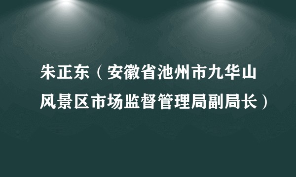 朱正东（安徽省池州市九华山风景区市场监督管理局副局长）