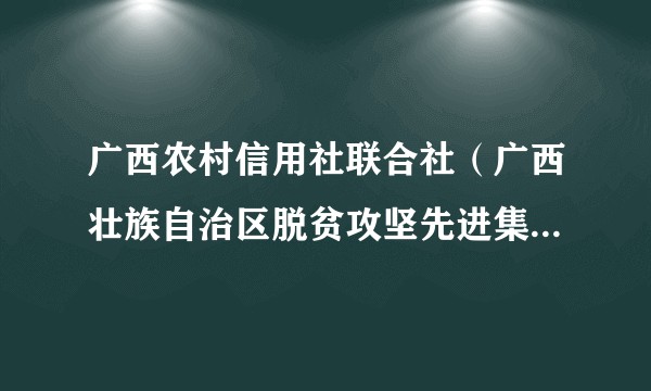 广西农村信用社联合社（广西壮族自治区脱贫攻坚先进集体金融机构）
