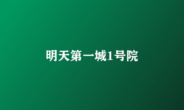 明天第一城1号院