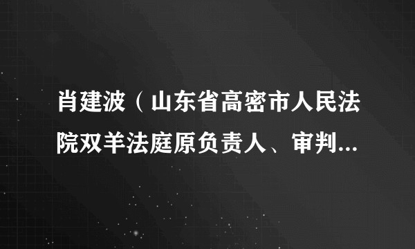 肖建波(山东省高密市人民法院双羊法庭原负责人、审判员、一级法官)