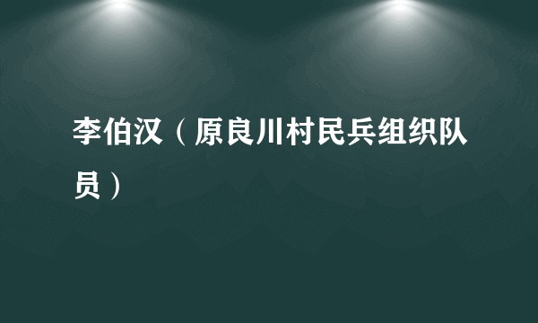 李伯汉（原良川村民兵组织队员）