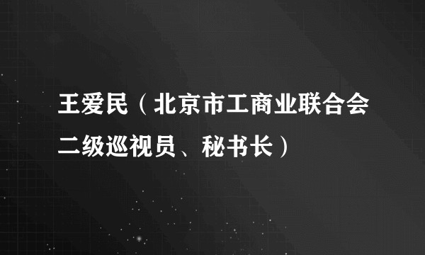 王爱民（北京市工商业联合会二级巡视员、秘书长）