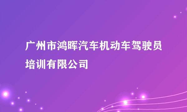 广州市鸿晖汽车机动车驾驶员培训有限公司