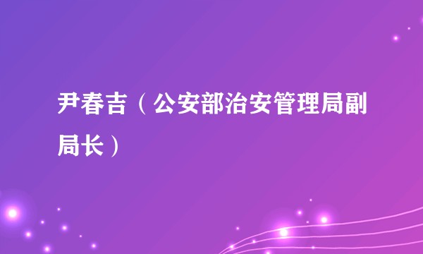 尹春吉（公安部治安管理局副局长）