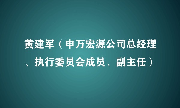 黄建军（申万宏源公司总经理、执行委员会成员、副主任）