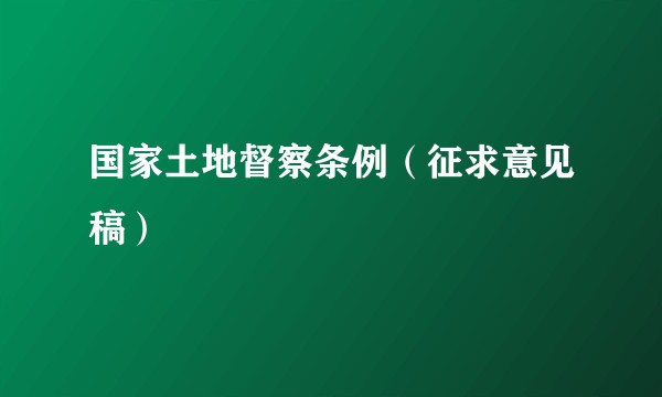 国家土地督察条例（征求意见稿）