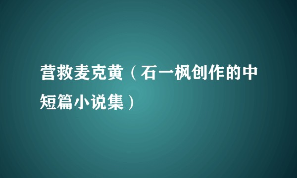 营救麦克黄（石一枫创作的中短篇小说集）