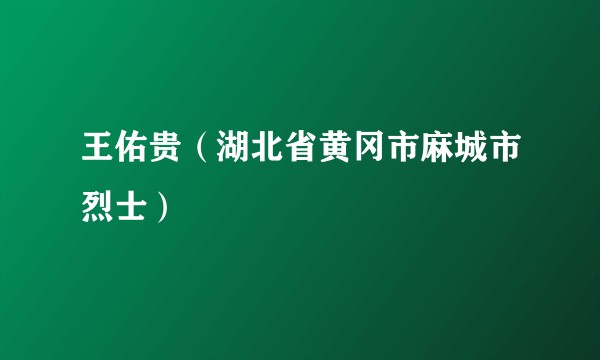 王佑贵（湖北省黄冈市麻城市烈士）