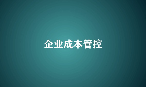企业成本管控