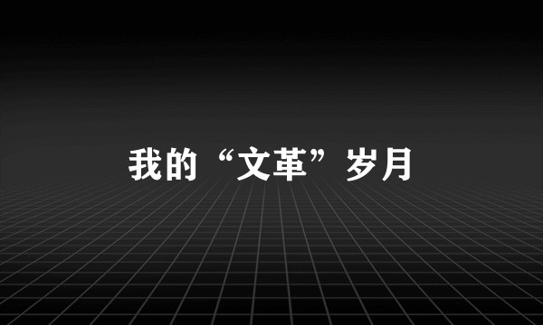 我的“文革”岁月