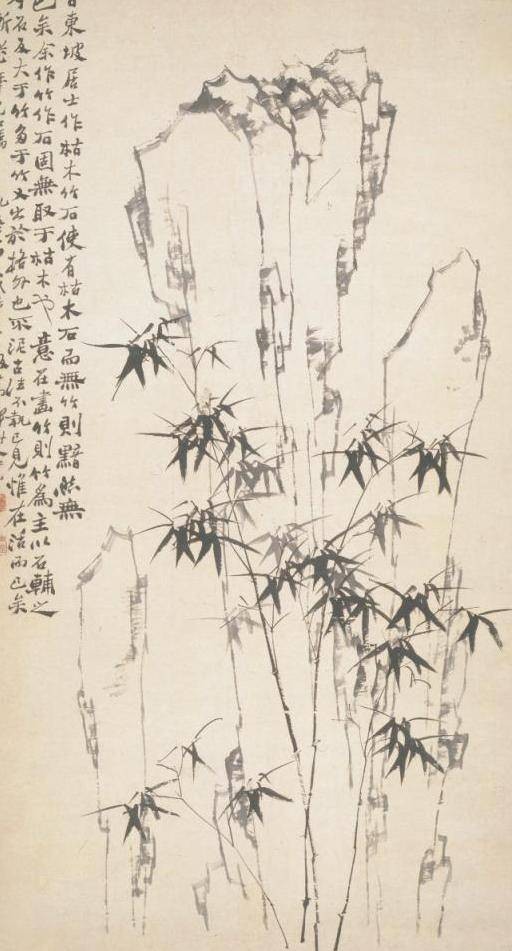 竹石图(清代郑燮创作的收藏于上海博物馆的纸本墨笔画)