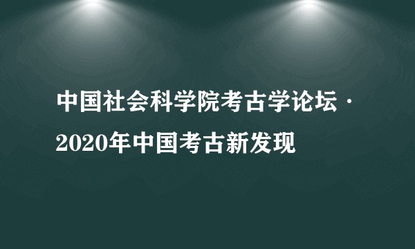 中国社会科学院考古学论坛·2020年中国考古新发现