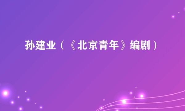 孙建业（《北京青年》编剧）