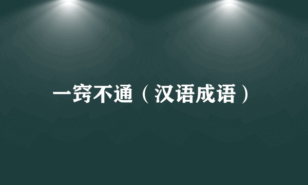 一窍不通(汉语成语)