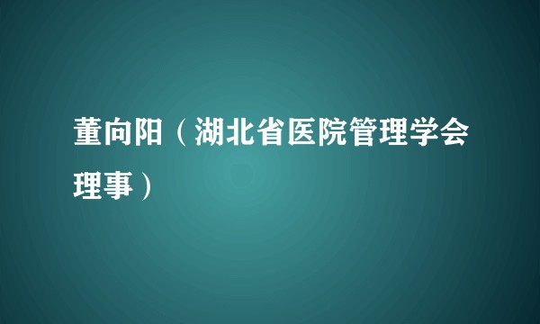 董向阳（湖北省医院管理学会理事）