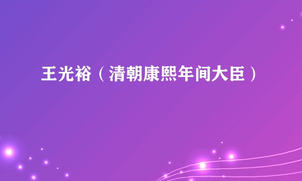 王光裕（清朝康熙年间大臣）