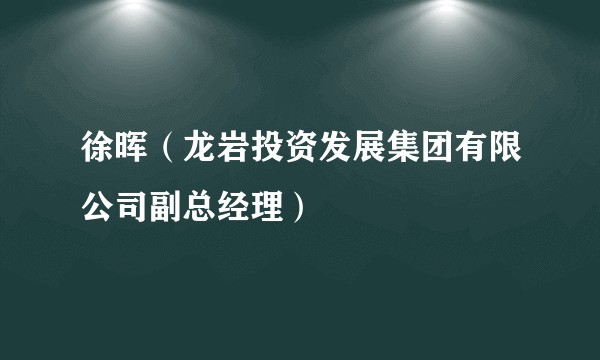 徐晖（龙岩投资发展集团有限公司副总经理）