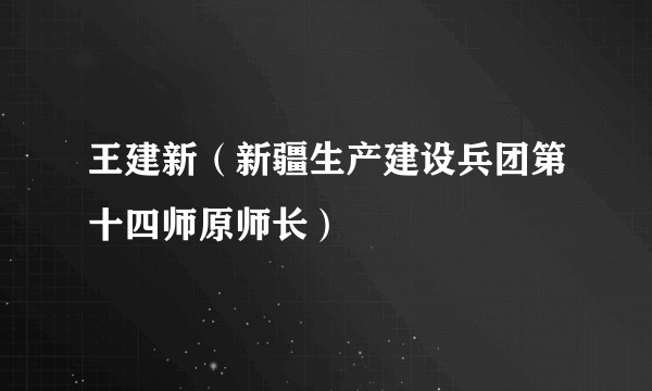 王建新（新疆生产建设兵团第十四师原师长）