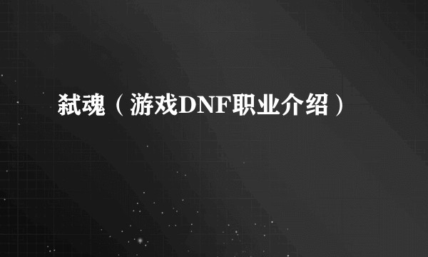 弑魂（游戏DNF职业介绍）