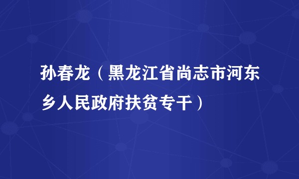 孙春龙(黑龙江省尚志市河东乡人民政府扶贫专干)