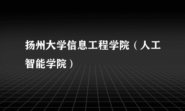 扬州大学信息工程学院(人工智能学院)