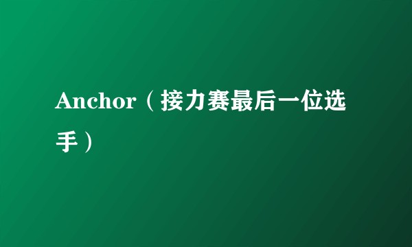 Anchor（接力赛最后一位选手）