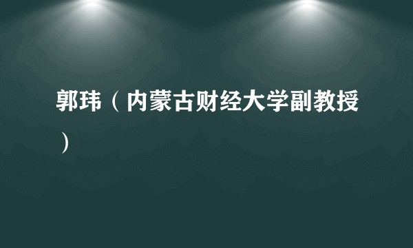 郭玮（内蒙古财经大学副教授）