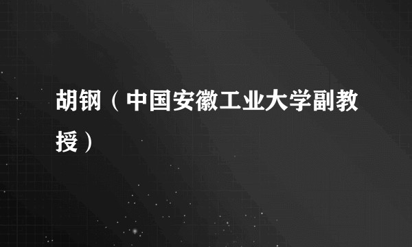 胡钢（中国安徽工业大学副教授）