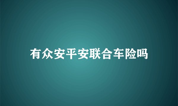 有众安平安联合车险吗