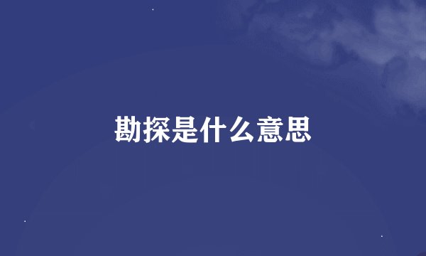 勘探是什么意思