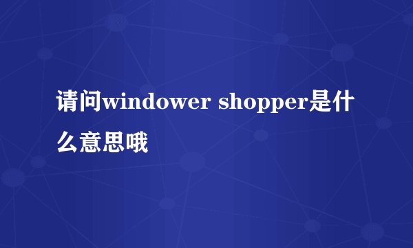 请问windower shopper是什么意思哦