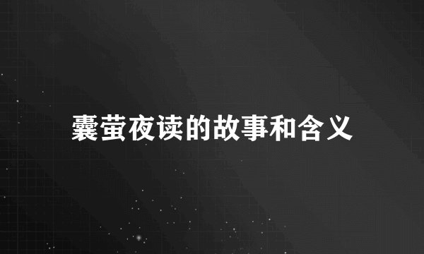 囊萤夜读的故事和含义